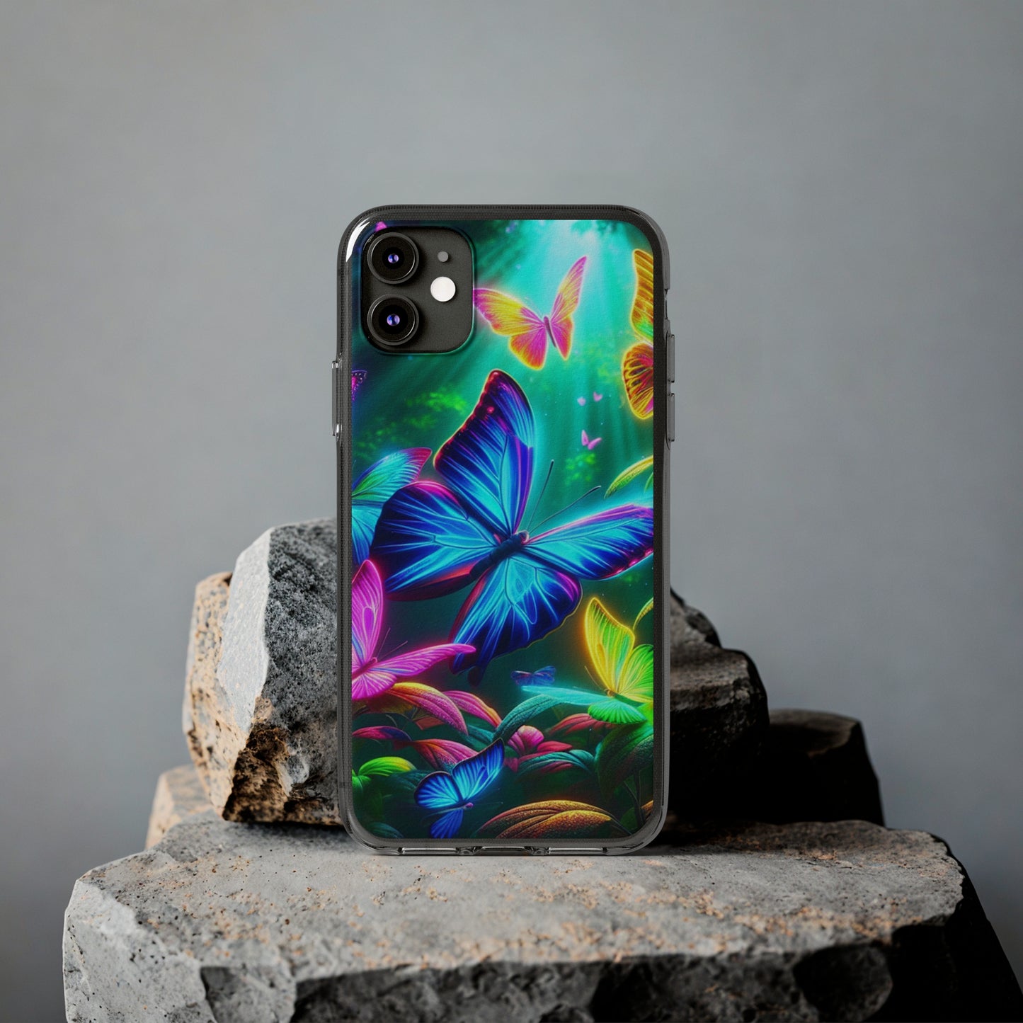 "Vivid Neon Flyaways" NEON Butterflies Art Polycarbonate Phone Case Samsung Galaxy s21 s22 Google Pixel 6 Iphone 11 12 13 14 Pro Max Mini Plus