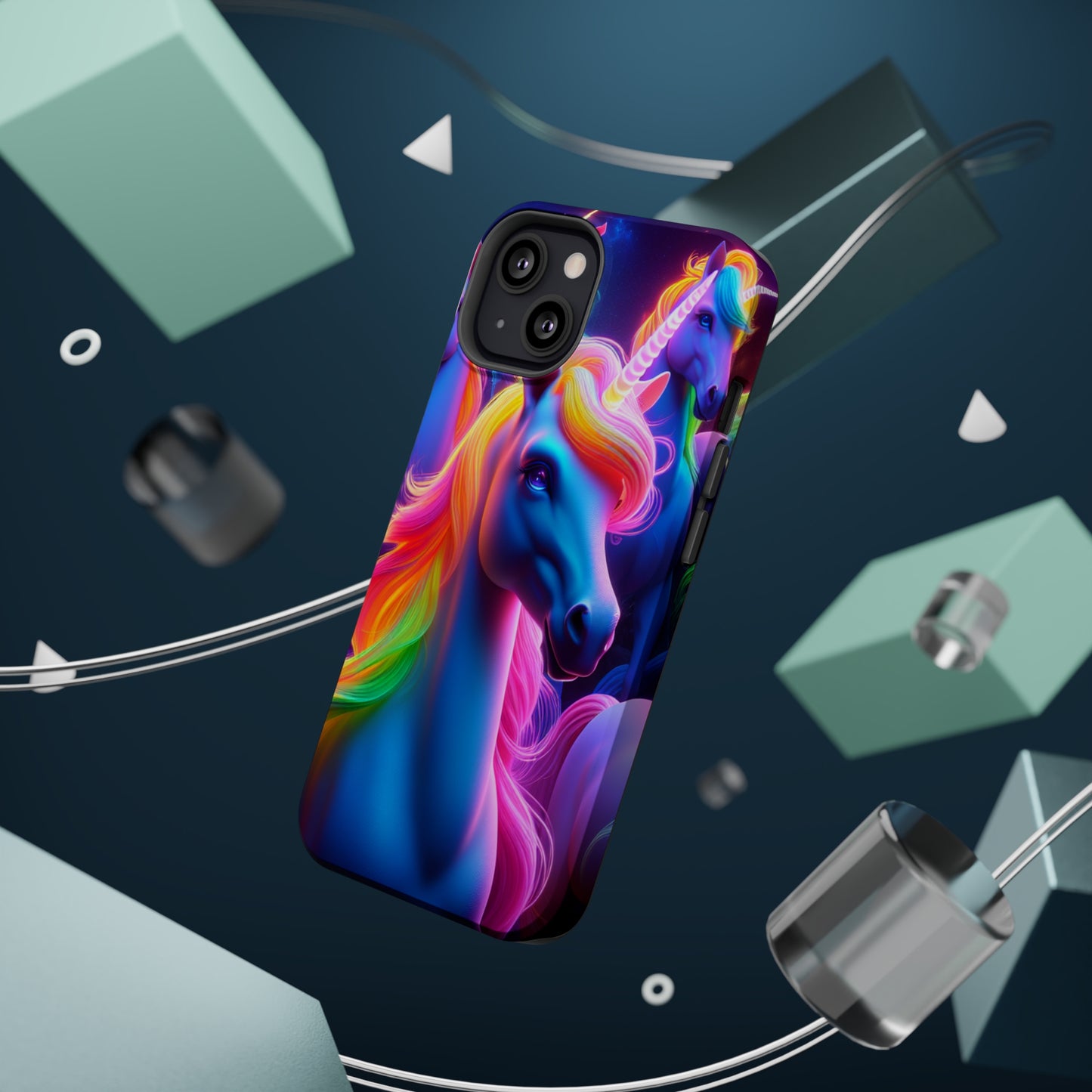 Neon Nighthorn Pride Neon Unicorns Premium Art Magsafe Magnet Tough IPhone 13 14 15 Pro Plus Max and Mini in Matte and Glossy Phone cases