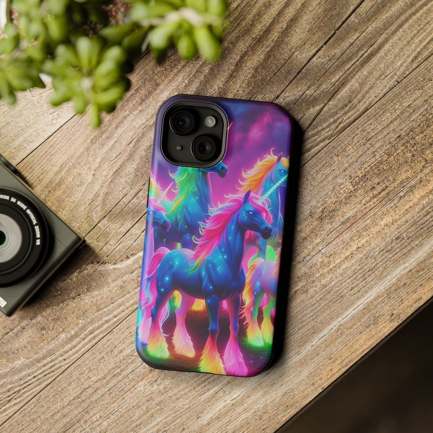 Neon Unicorn Congregation Neon Unicorns Premium Art Magsafe Magnet Tough IPhone 13 14 15 Pro Plus Max and Mini in Matte and Glossy Phone cases