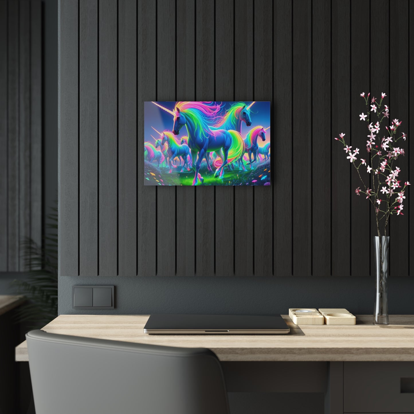 Neon Unicorn Spectacle NEON Unocrons Art 1/4" Glossy Acrylic Art