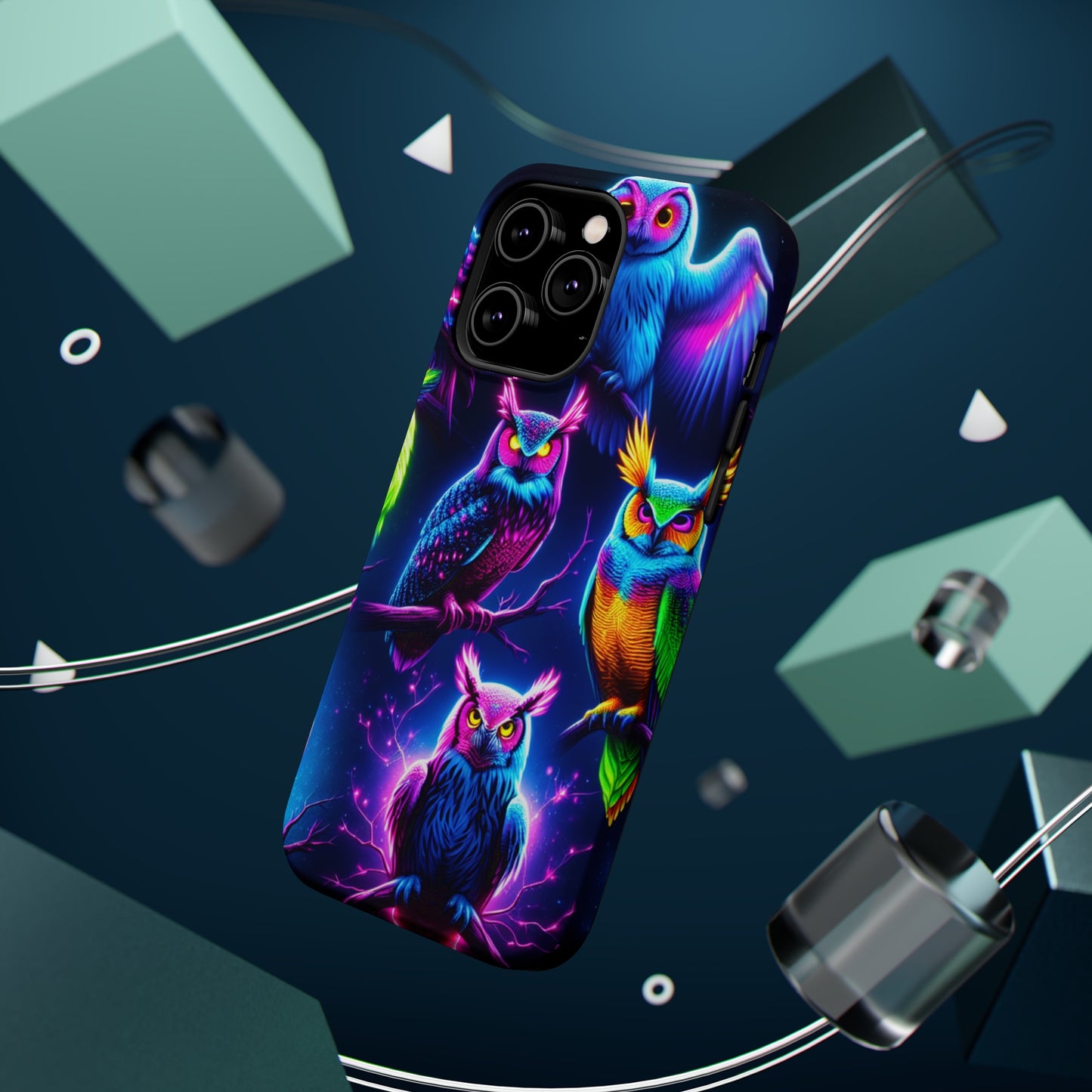 Neon Owlfection. Neon Owls Premium Art Magsafe Magnet Tough IPhone 13 14 15 Pro Plus Max and Mini in Matte and Glossy Phone cases