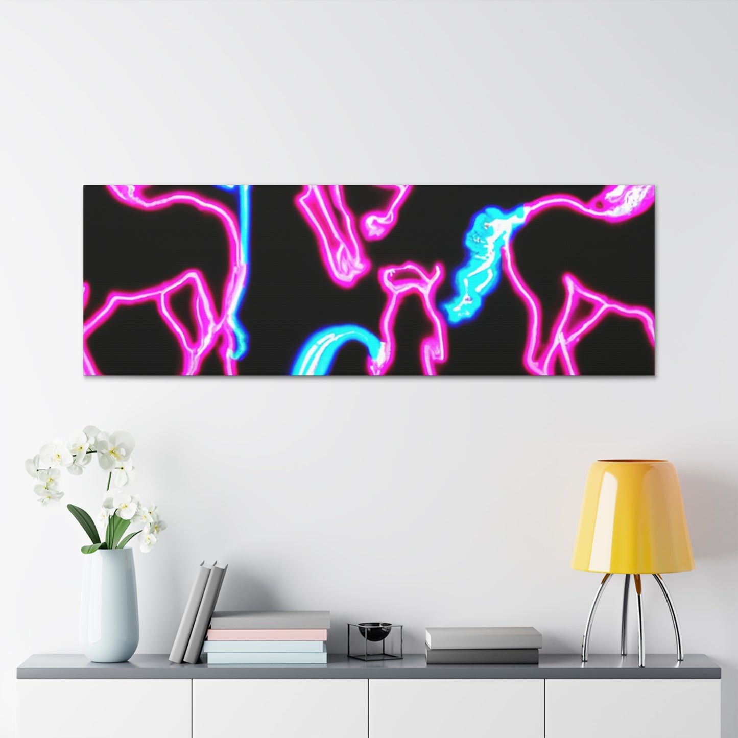 "Enchanted Fluorescence" NEON Unicorns Art Canvas