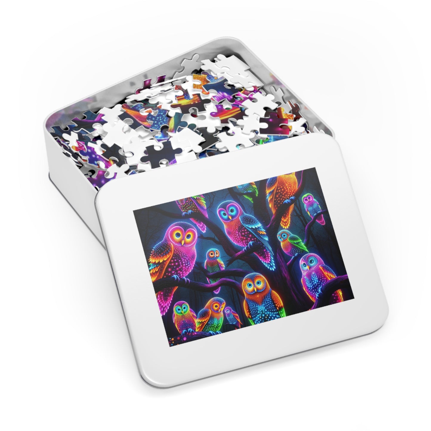 Neon Owlflock. - Neon Owls Puzzle