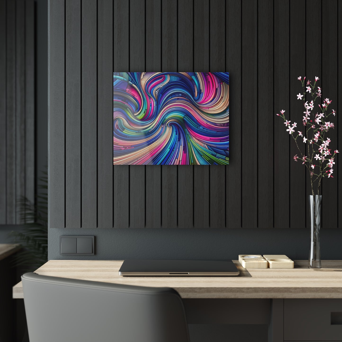 "Infinite Parallax of Neon Hues" Trippy infinity Pattern 1/4" Glossy Acrylic Art