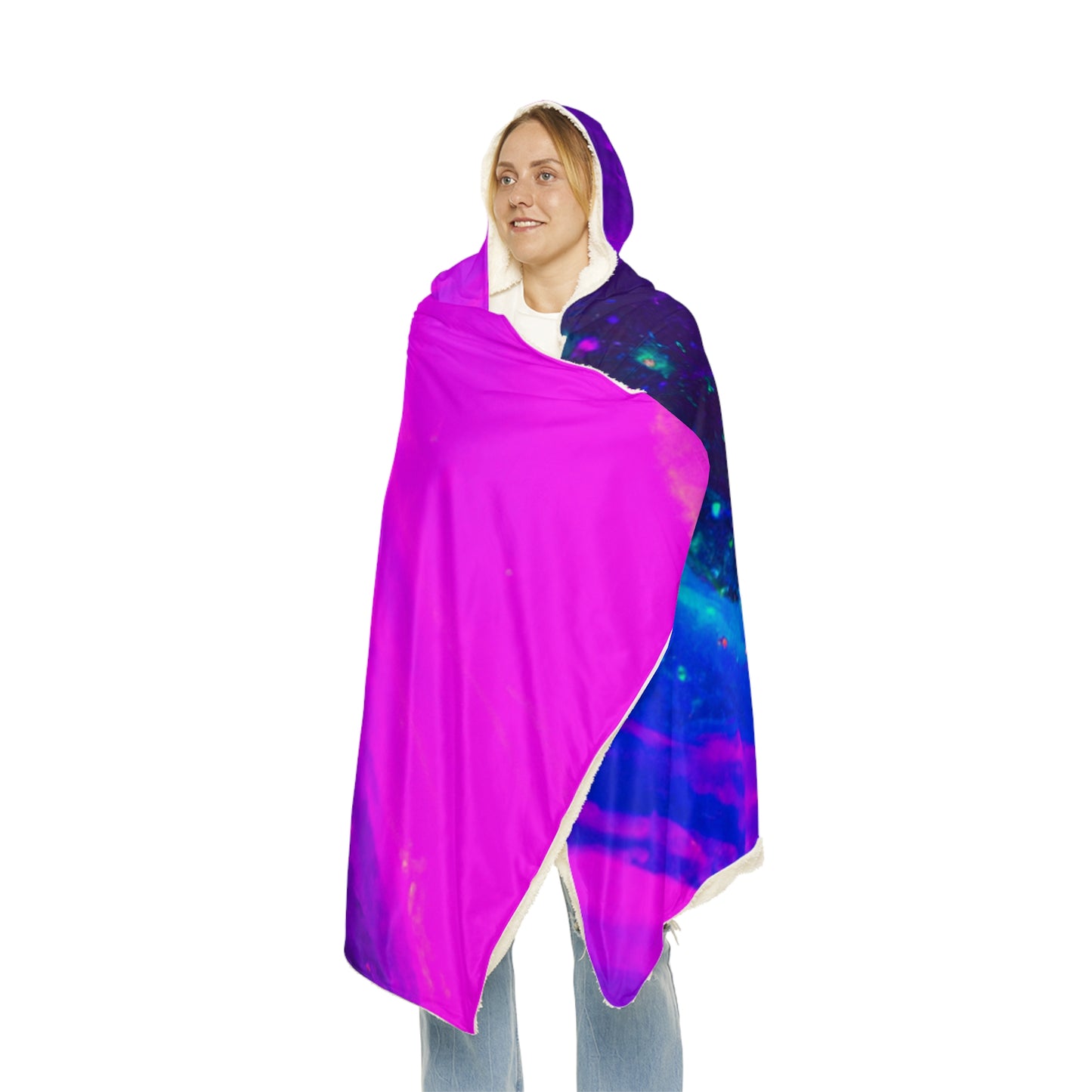 "Neon Splatter Maze" - NEON Infinity Patterns Art Hooded Snuggle Blanket