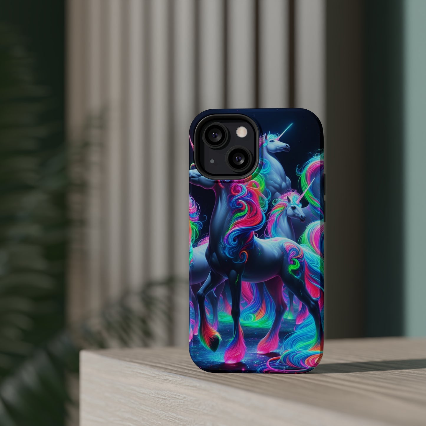 Neon Unicorn Prism. Neon Unicorns Premium Art Magsafe Magnet Tough IPhone 13 14 15 Pro Plus Max and Mini in Matte and Glossy Phone cases