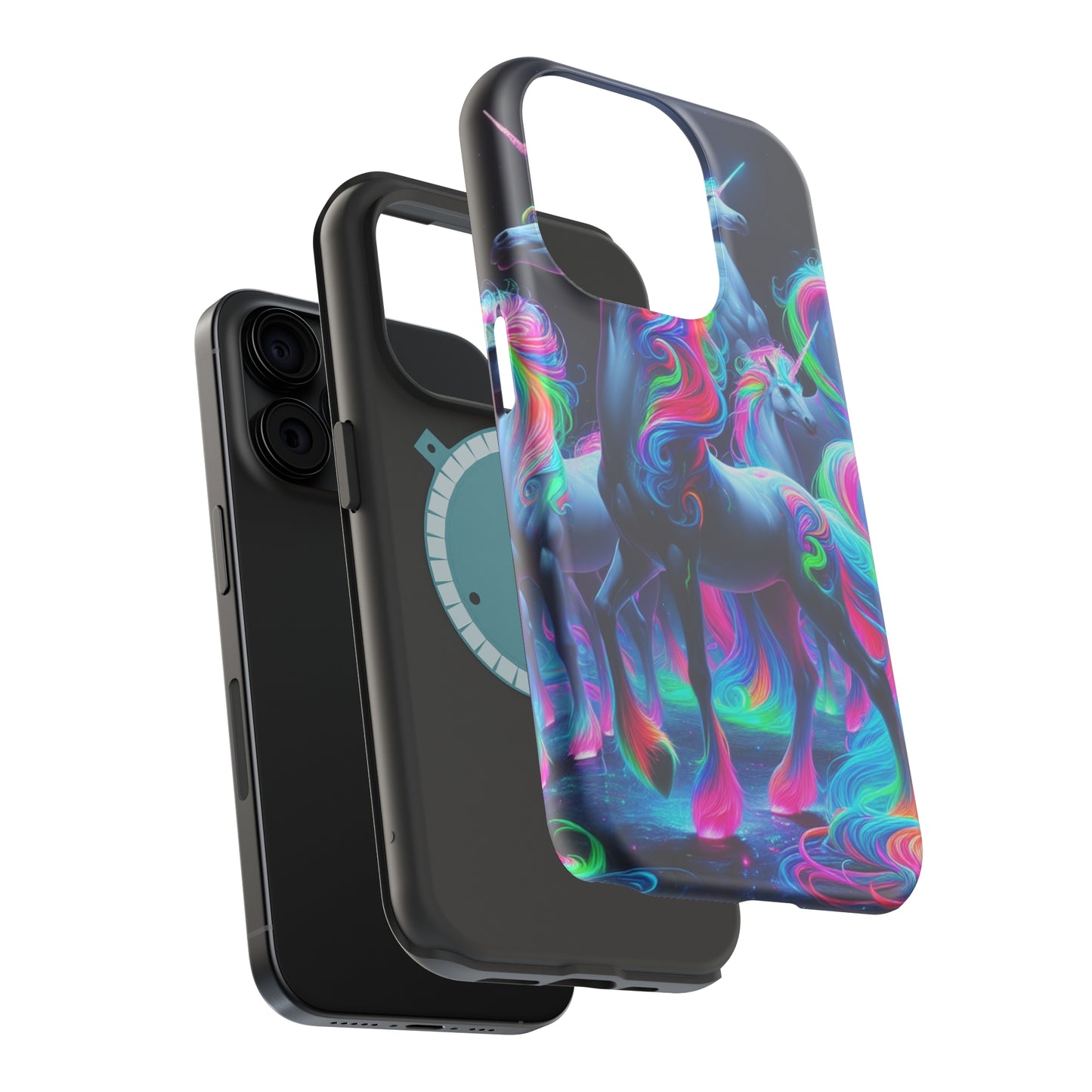 Neon Unicorn Prism. Neon Unicorns Premium Art Magsafe Magnet Tough IPhone 13 14 15 Pro Plus Max and Mini in Matte and Glossy Phone cases