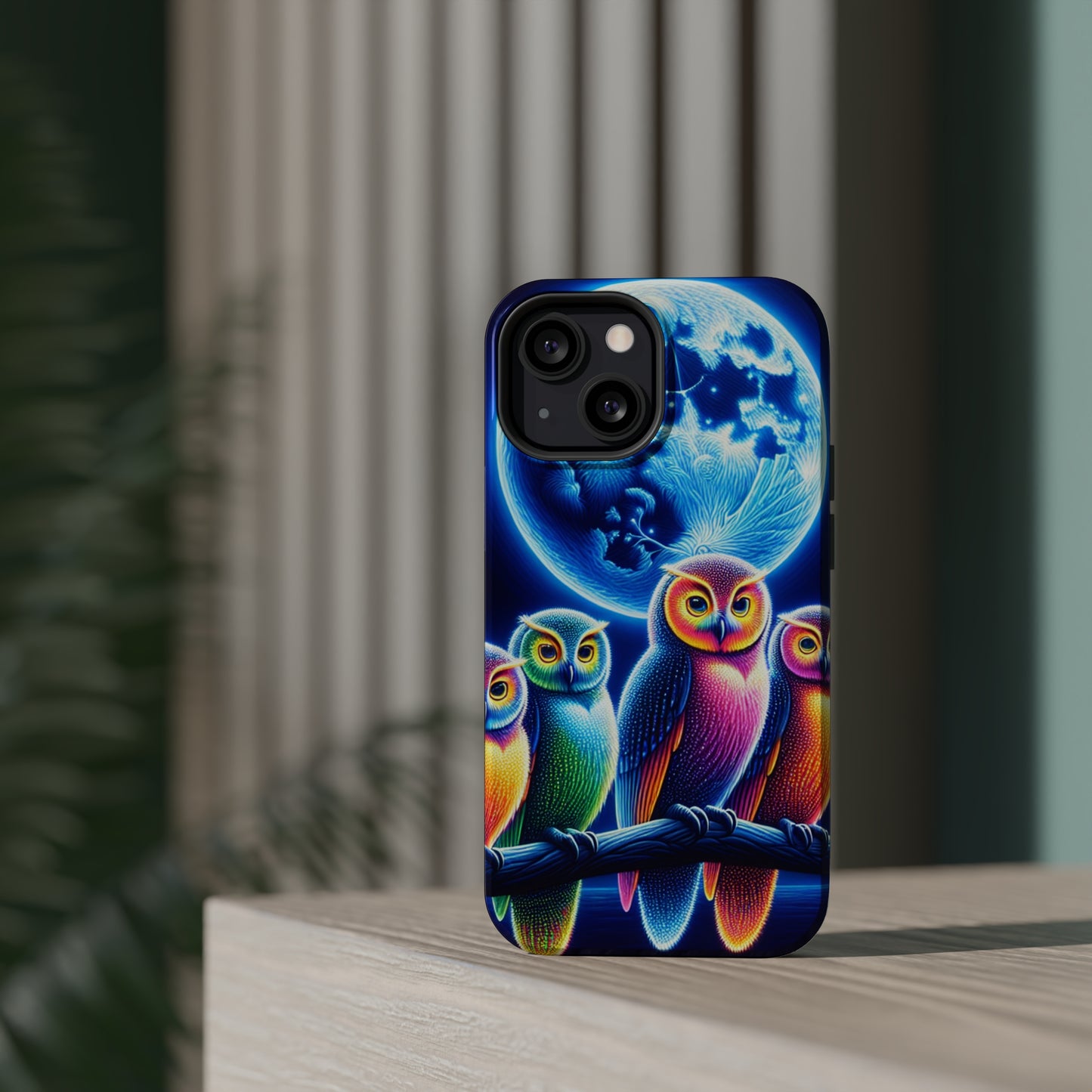Neon Nocturnal Orbitals. Neon Owls Premium Art Magsafe Magnet Tough IPhone 13 14 15 Pro Plus Max and Mini in Matte and Glossy Phone cases