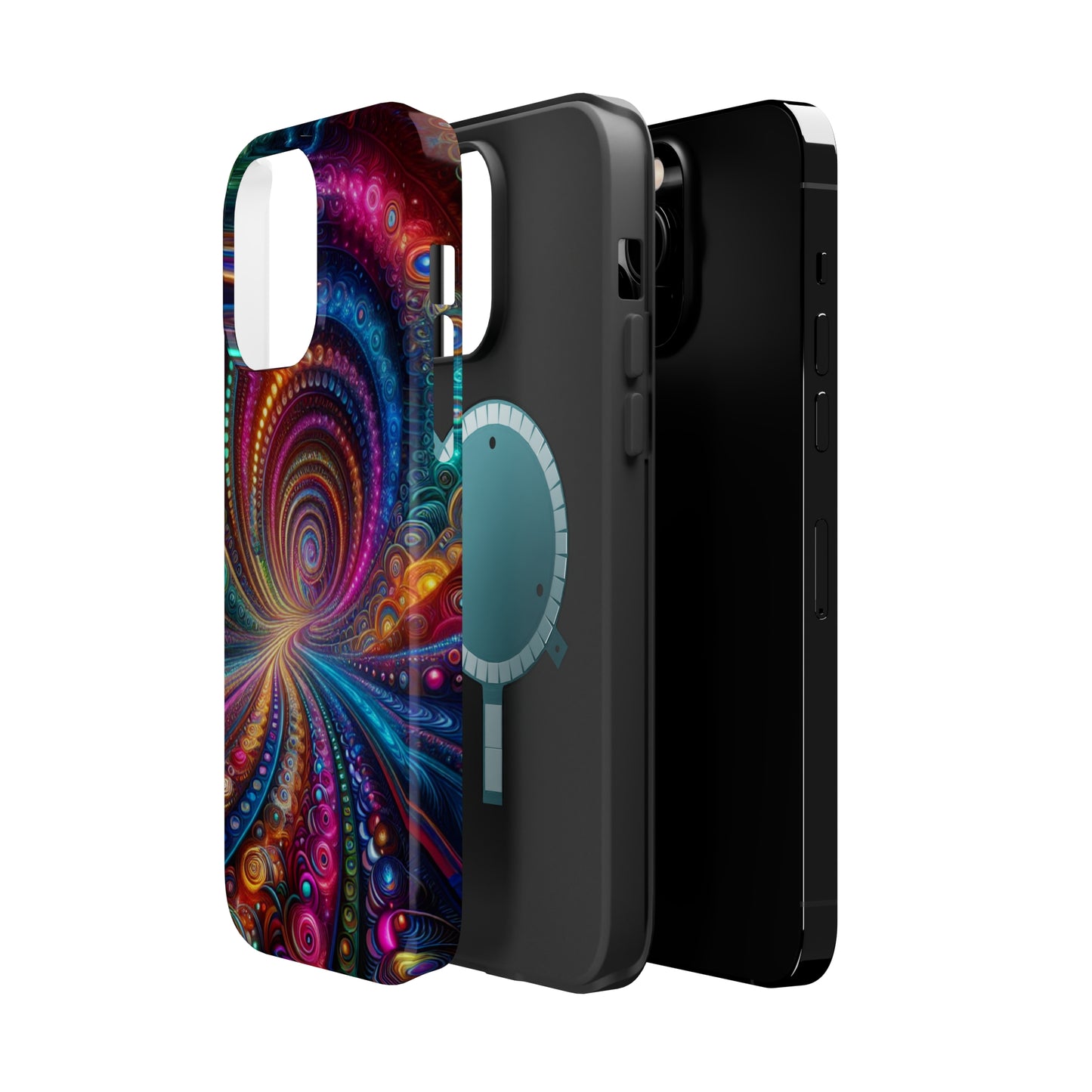 Neon Eternal Infinity Oasis. Neon Trippy Infinity Patterns Premium Art Magsafe Magnet Tough IPhone 13 14 15 Pro Plus Max and Mini in Matte and Glossy Phone cases