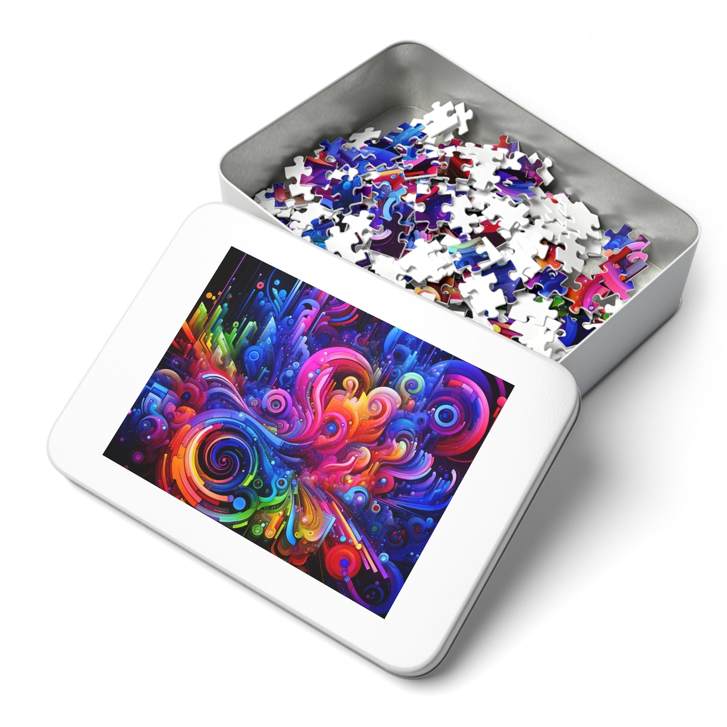"Neon Flux" - Neon Trippy Infinity Patterns Puzzle 30, 110, 252, and 1000 Pieces