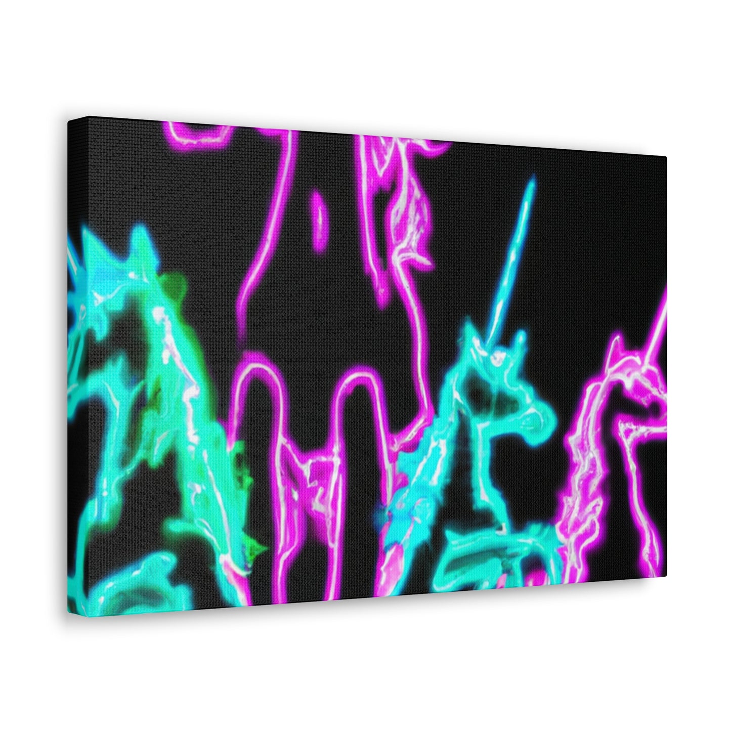 "Neon Paradise: A Unicorn Escapade" NEON Unicorns Art Canvas