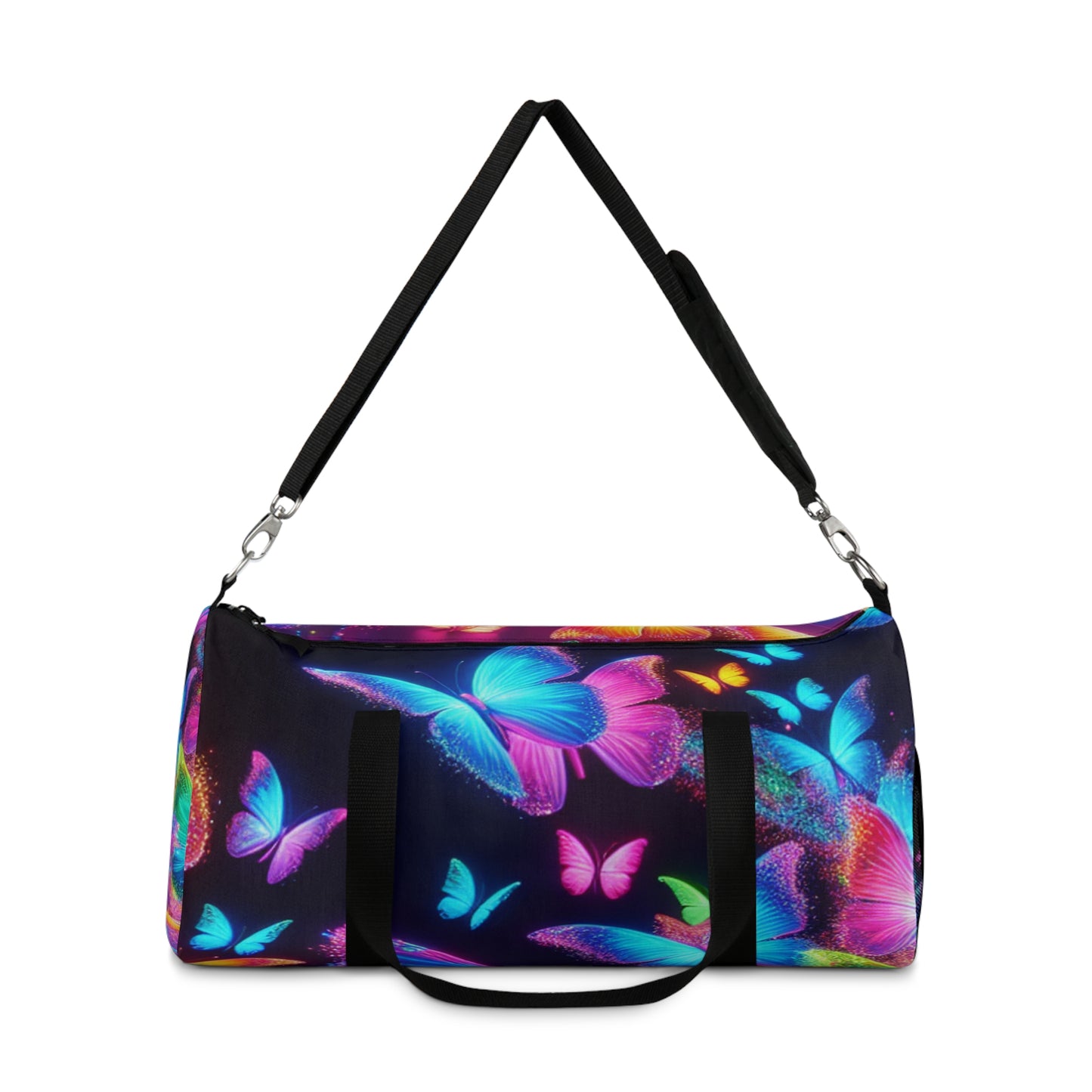 Glimmering Rainbow of Butterflies - Neon Butterflies Duffle Bag
