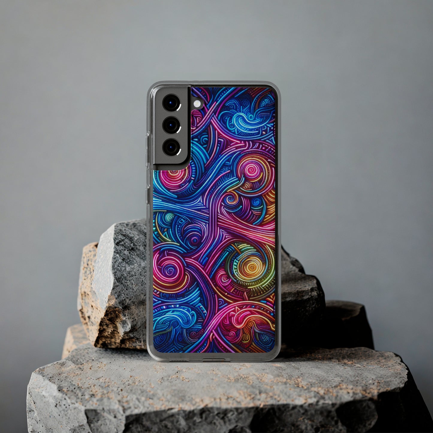 Vibrant Trippy Neon Infinity Ripples. Infinity Patterns Art Polycarbonate Phone Case Samsung Galaxy s21 s22 Google Pixel 6 Iphone 11 12 13 14 Pro Max Mini Plus