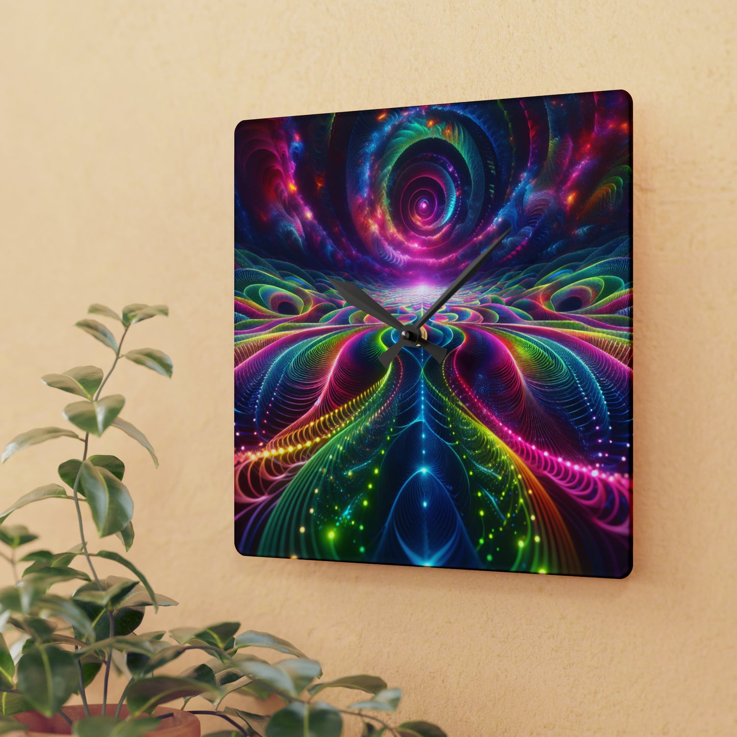 "Viva Vortex" Infinity Patterns Art Acrylic Clock