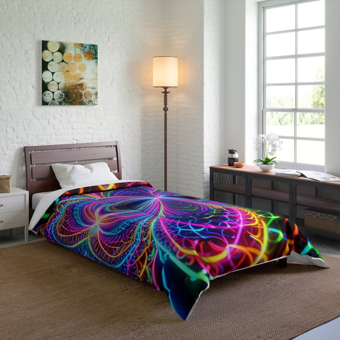 Neon Infinity Splendor. Trippy Infinity Patterns Comforter Blanket