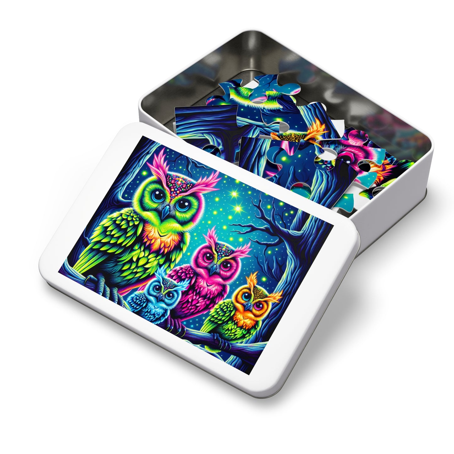 Vibrant Neon Owls - Neon Owls Puzzle 30, 110, 252, and 1000 Pieces