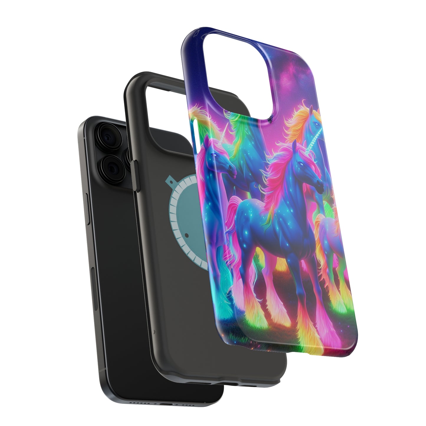 Neon Unicorn Congregation Neon Unicorns Premium Art Magsafe Magnet Tough IPhone 13 14 15 Pro Plus Max and Mini in Matte and Glossy Phone cases