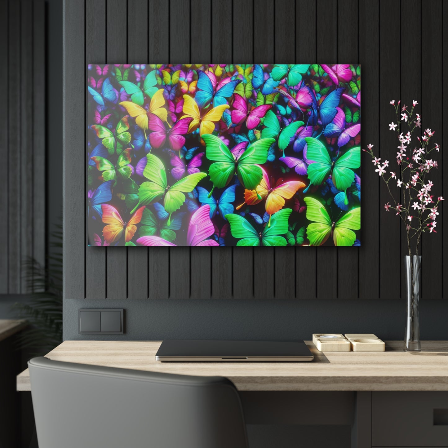 Neon Butterfly Splendor. NEON Butterflies Art 1/4" Glossy Acrylic Art
