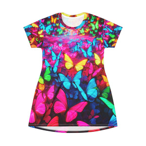 Neon Butterflies Spectacle. Neon Butterflies Womans T Shirt Dress