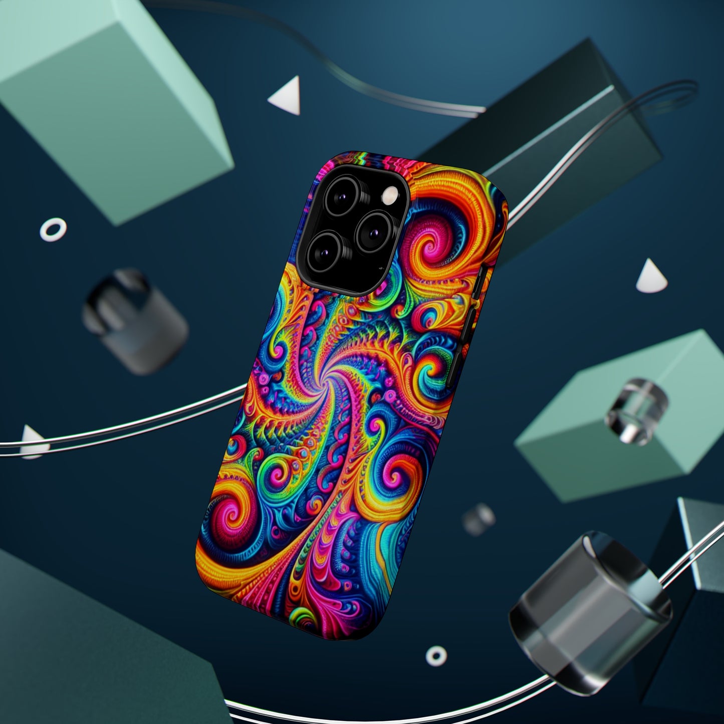 Trip-Infinite Radiance Neon Trippy Infinity Patterns Premium Art Magsafe Magnet Tough IPhone 13 14 15 Pro Plus Max and Mini in Matte and Glossy Phone cases
