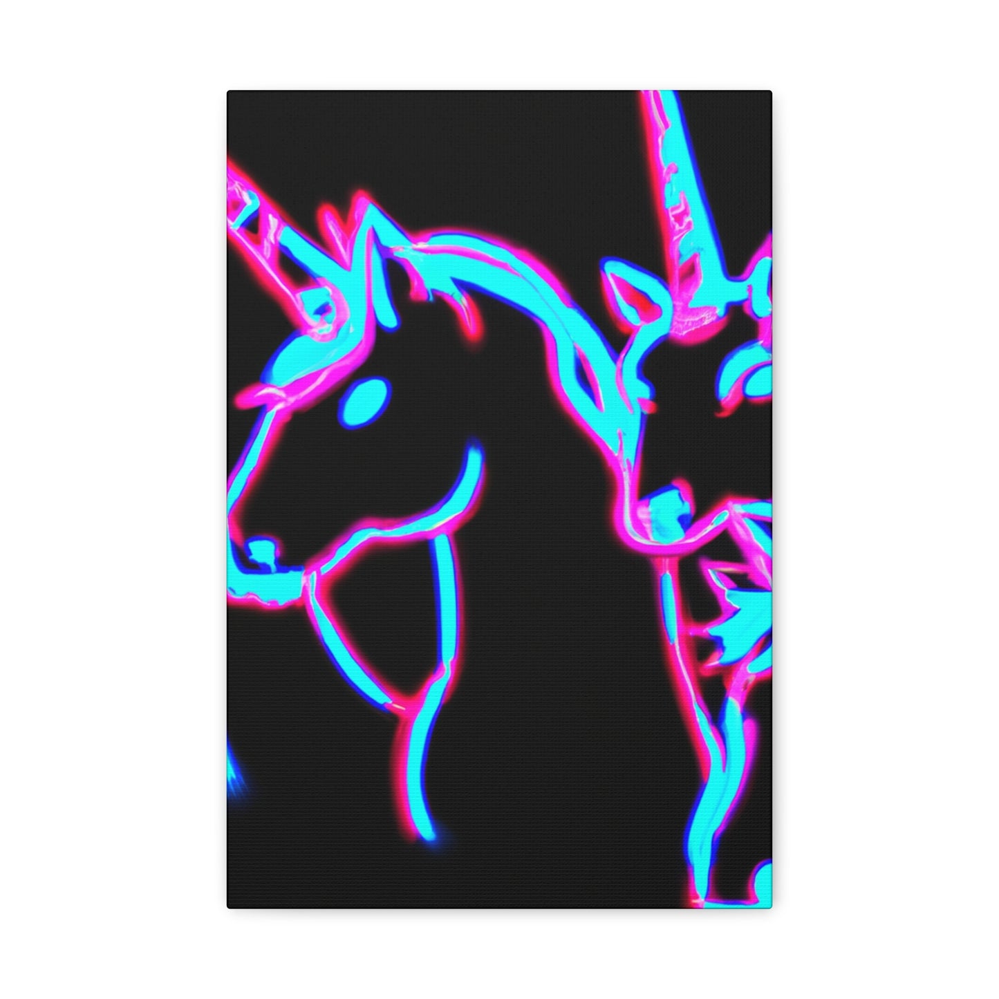 Vibrant Neon Dreamscape NEON Unicorns Art Canvas