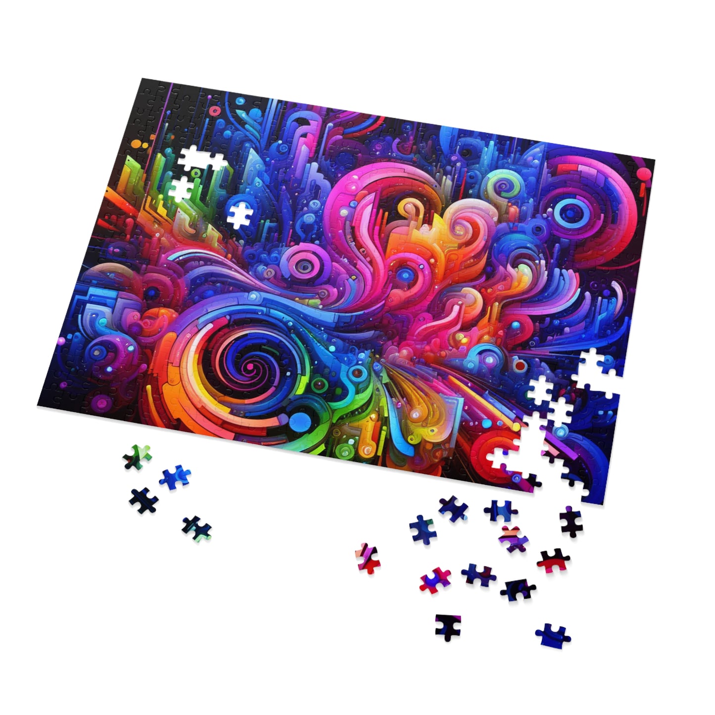 "Neon Flux" - Neon Trippy Infinity Patterns Puzzle 30, 110, 252, and 1000 Pieces