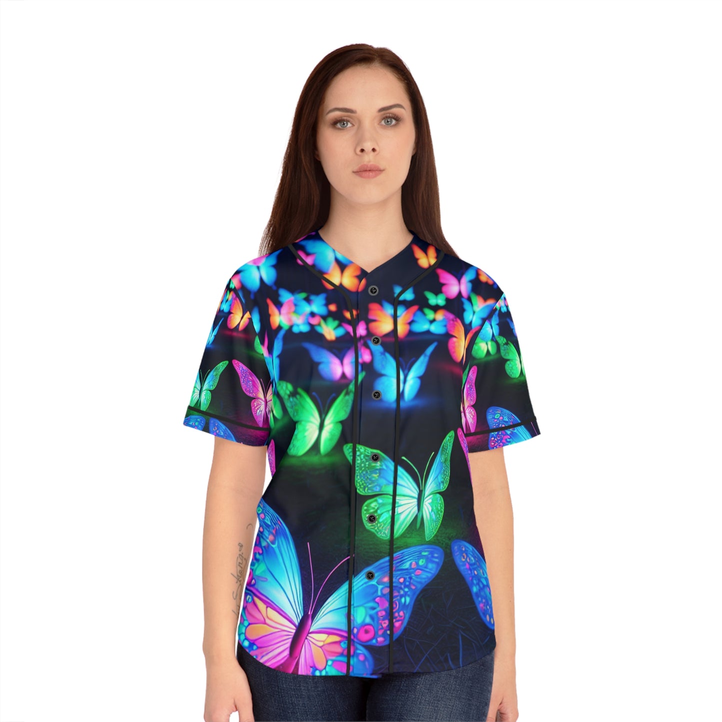 "Electric Flutter" Neon Butterflies Womans Jersey
