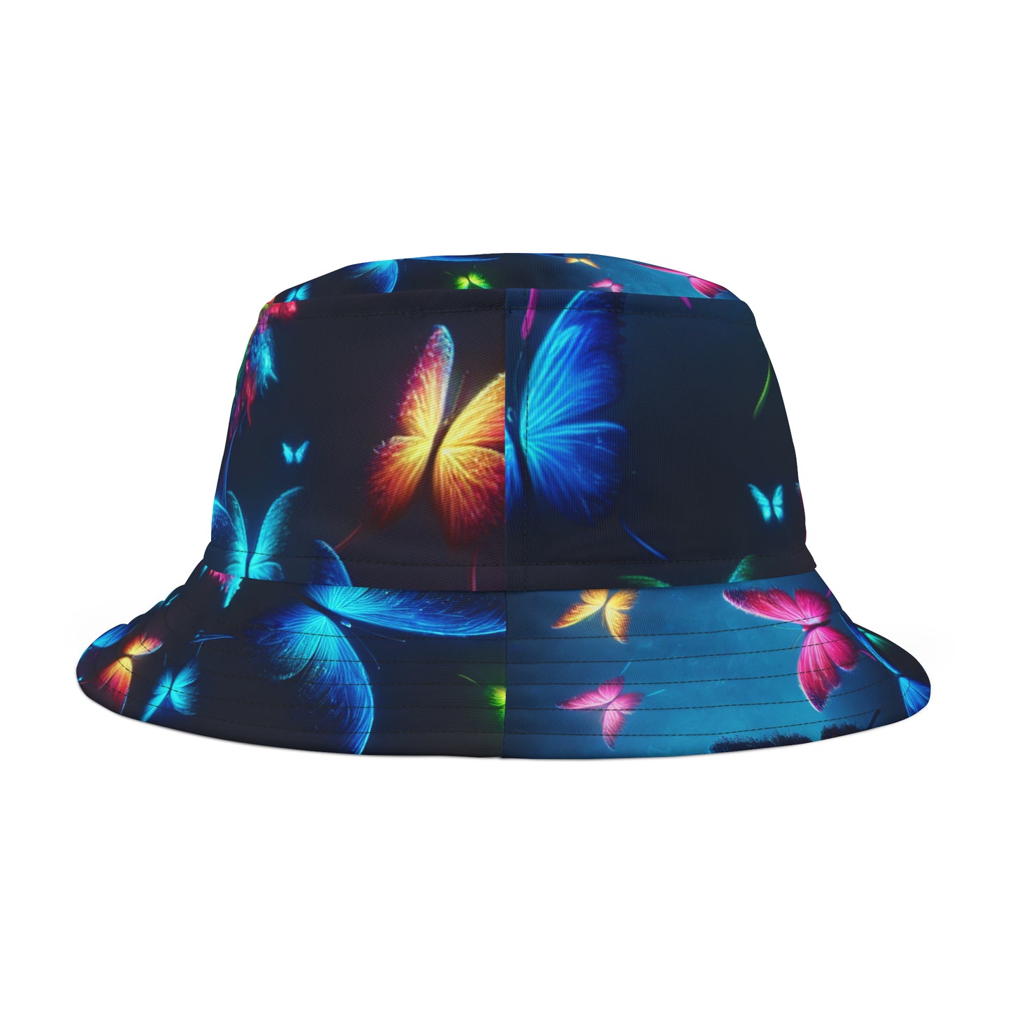 "Vibes of Fluorescence" Neon Butterflies Bucket Hat