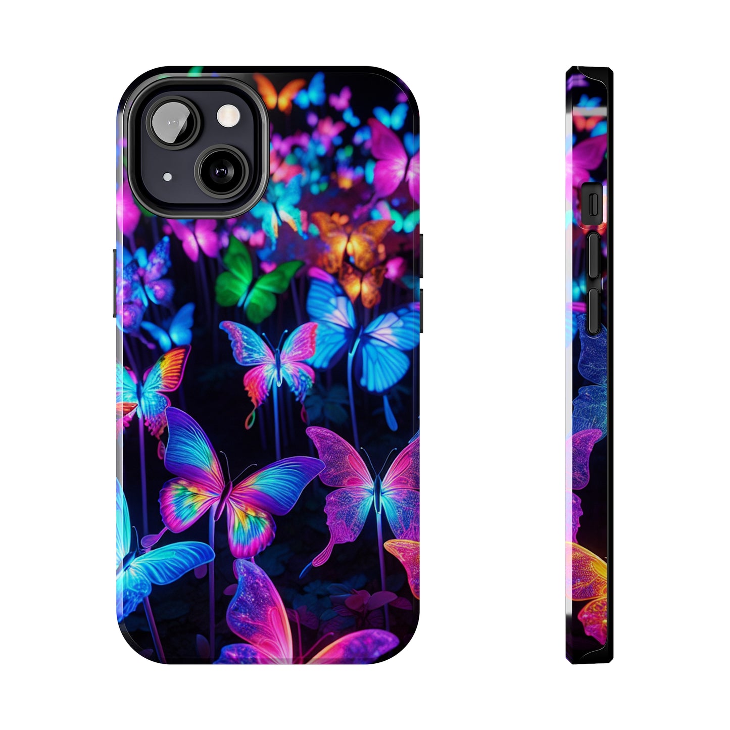 "Neon Flutterby Lights" NEON Butterflies Tough Phone Case