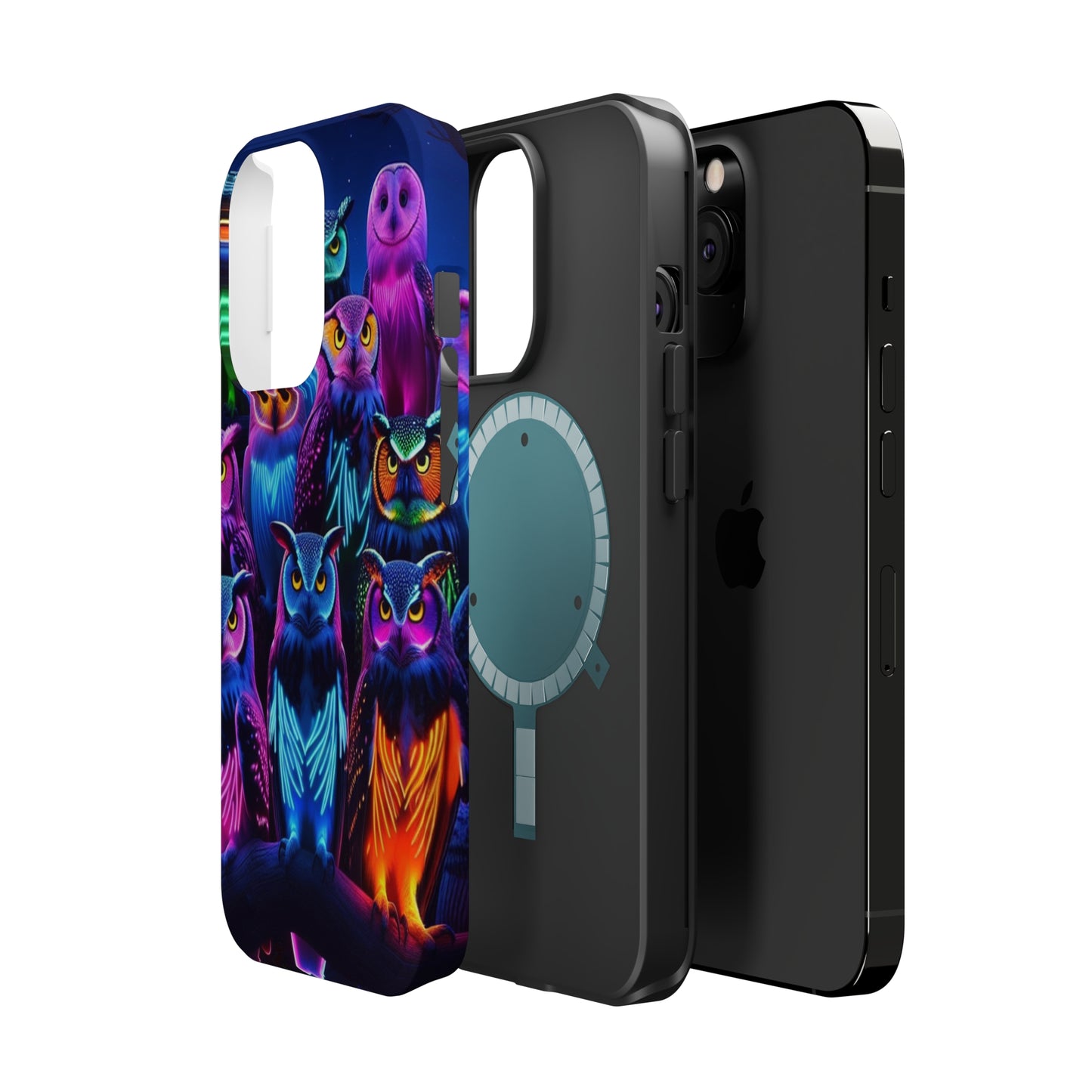 Neon Nocturne Owls. Neon Owls Premium Art Magsafe Magnet Tough IPhone 13 14 15 Pro Plus Max and Mini in Matte and Glossy Phone cases