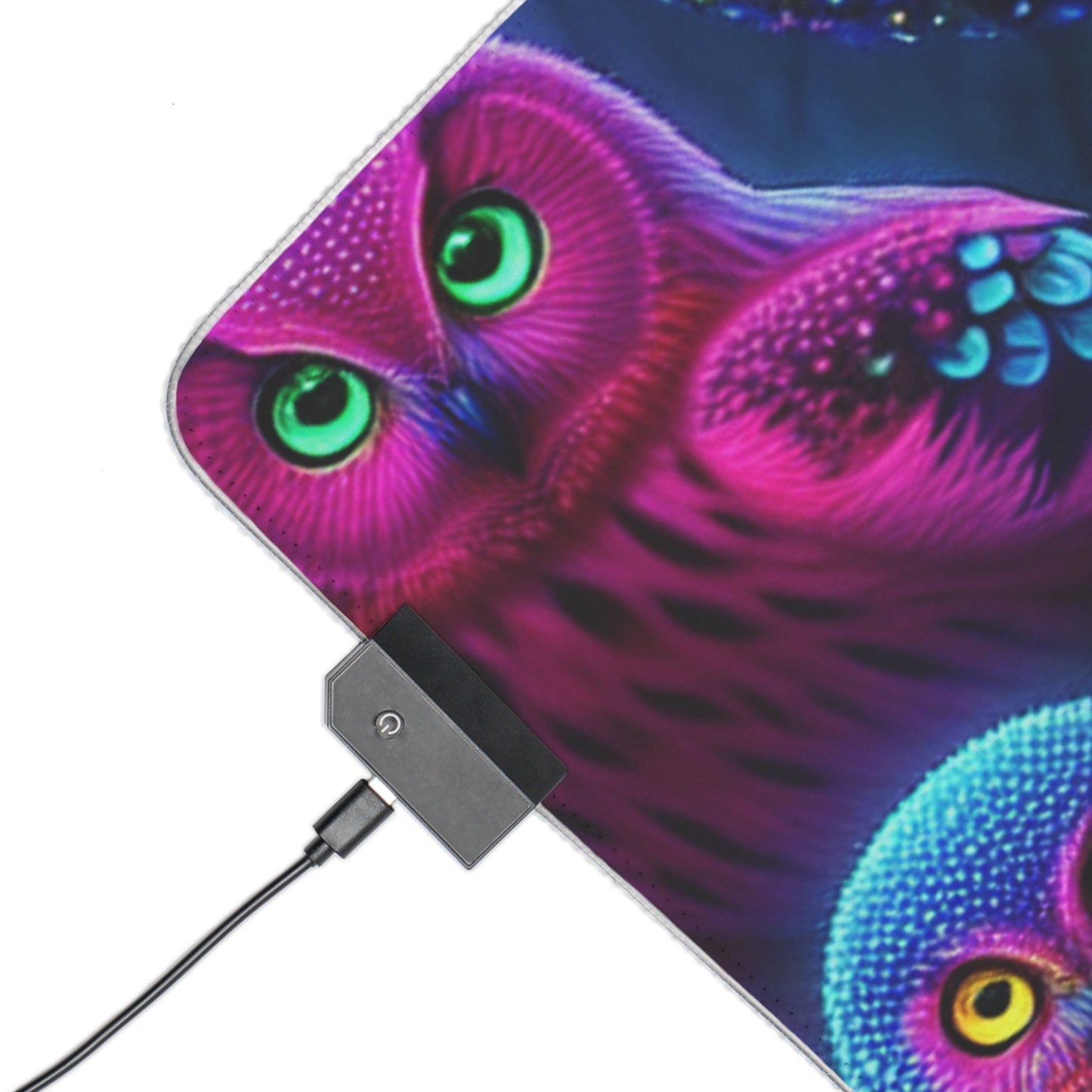 "Neon Nocturne" NEON Owls Art LED Mousepad