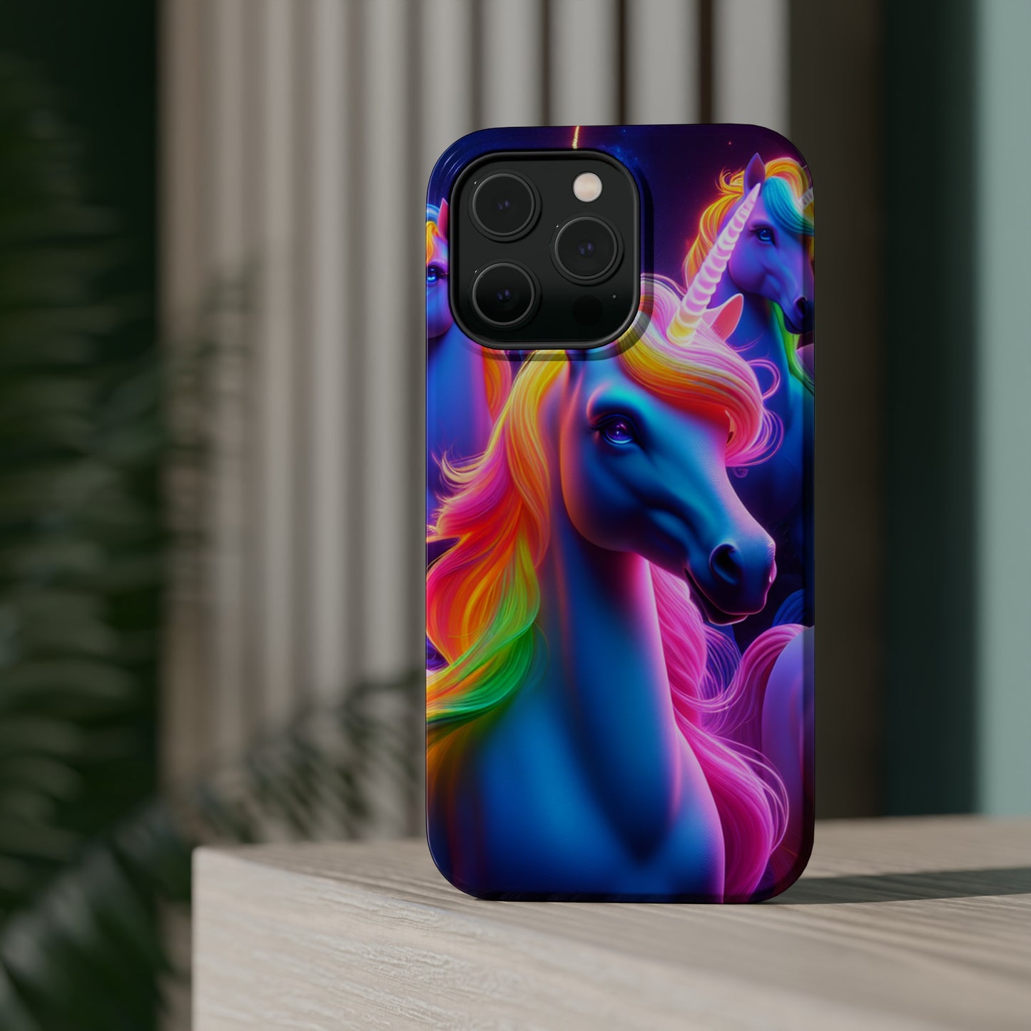 Neon Nighthorn Pride Neon Unicorns Premium Art Magsafe Magnet Tough IPhone 13 14 15 Pro Plus Max and Mini in Matte and Glossy Phone cases