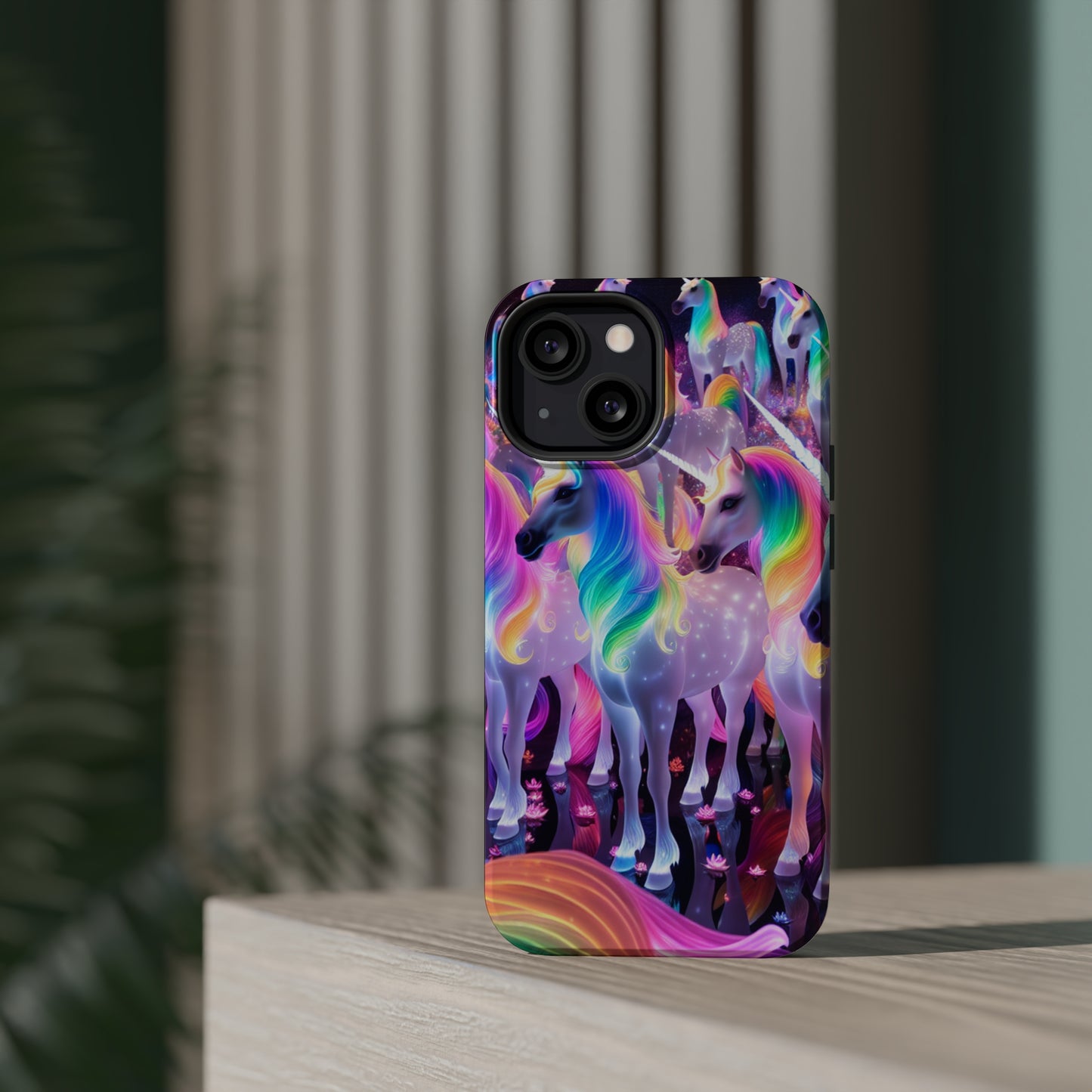 Neon Wonderland Unicorns Neon Unicorns Premium Art Magsafe Magnet Tough IPhone 13 14 15 Pro Plus Max and Mini in Matte and Glossy Phone cases