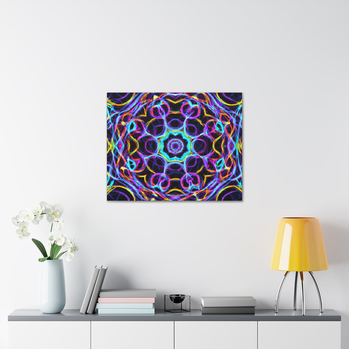 Neon Infinity Voyage. Trippy Infinity Patterns Art Canvas