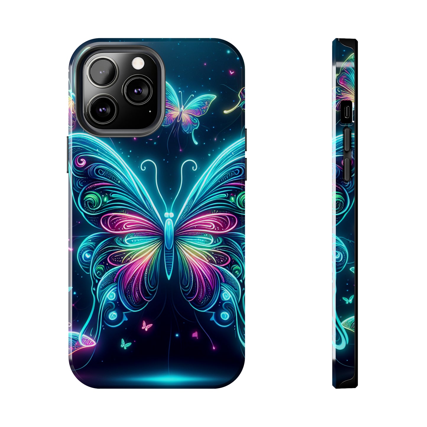 "Neon Butterfly Glo-Rama" NEON Butterflies Tough Phone Case Iphone 6 7 8 9 10 11 12 13 14 SE X XR XS Pro Max Mini Plus