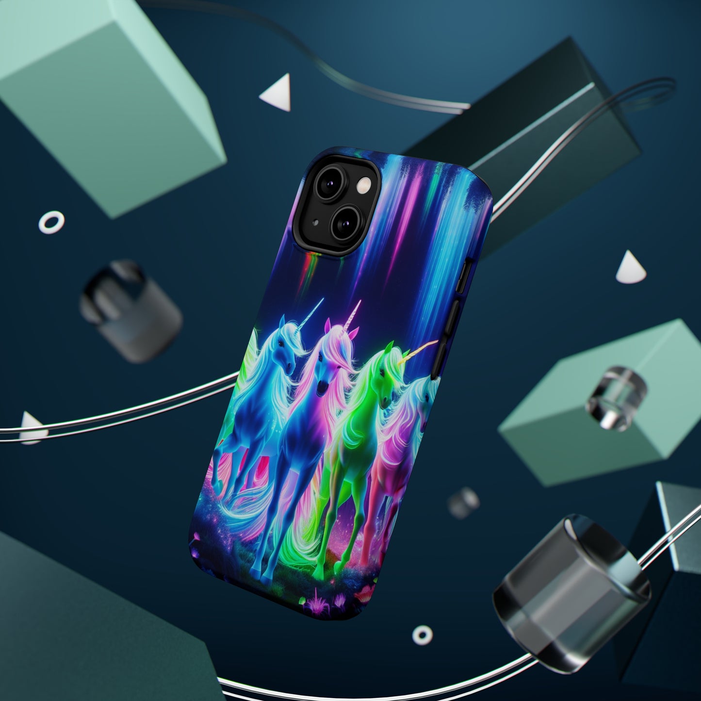 Neon Unicorn Pods. Neon Unicorns Premium Art Magsafe Magnet Tough IPhone 13 14 15 Pro Plus Max and Mini in Matte and Glossy Phone cases