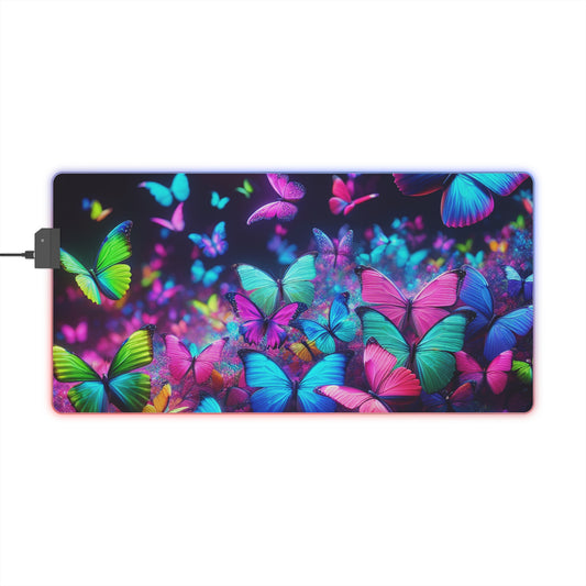 "Neon Rainbow Wonders" NEON Butterflies LED Mousepad