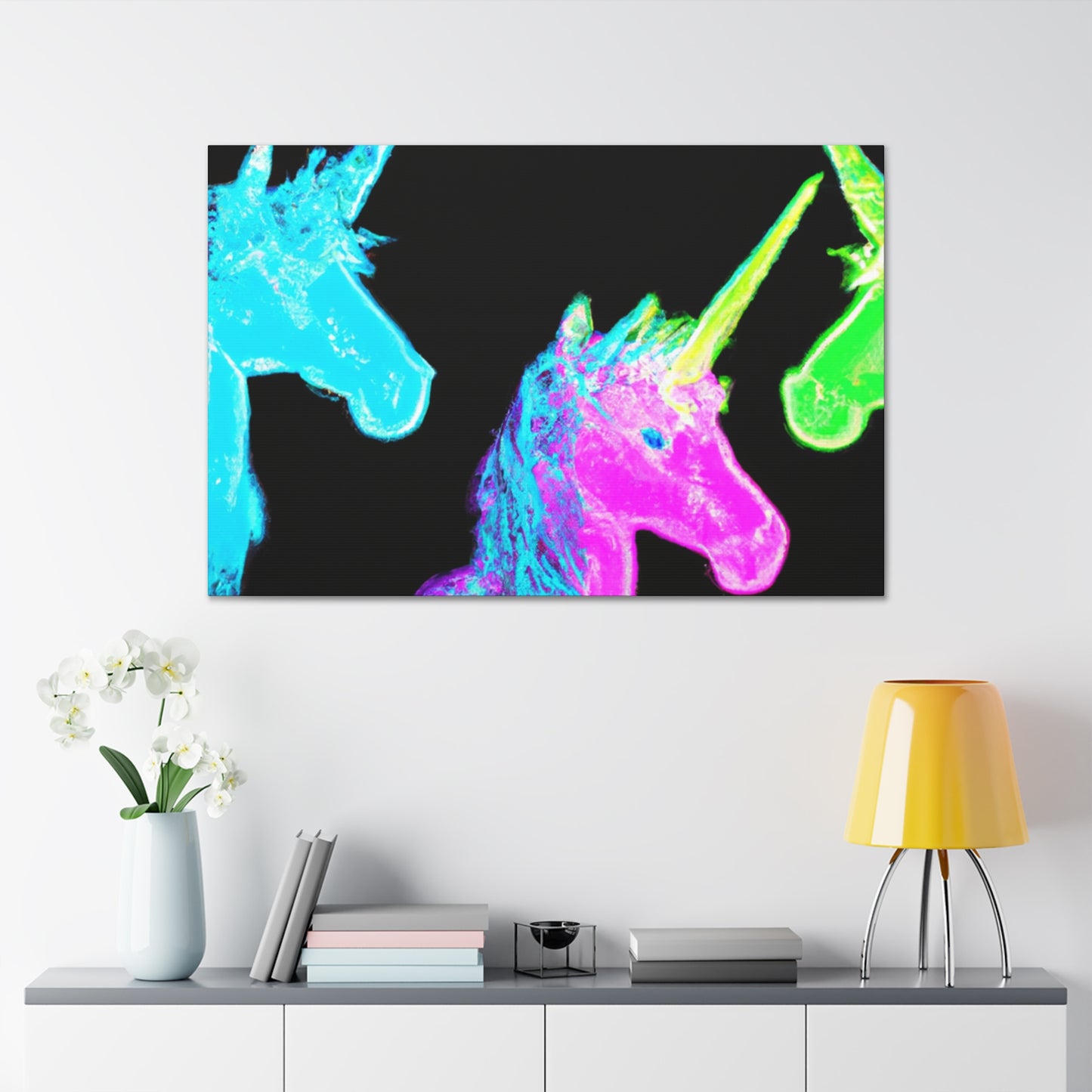 Neon Unicorn Blizzard NEON Unicorns Art Canvas