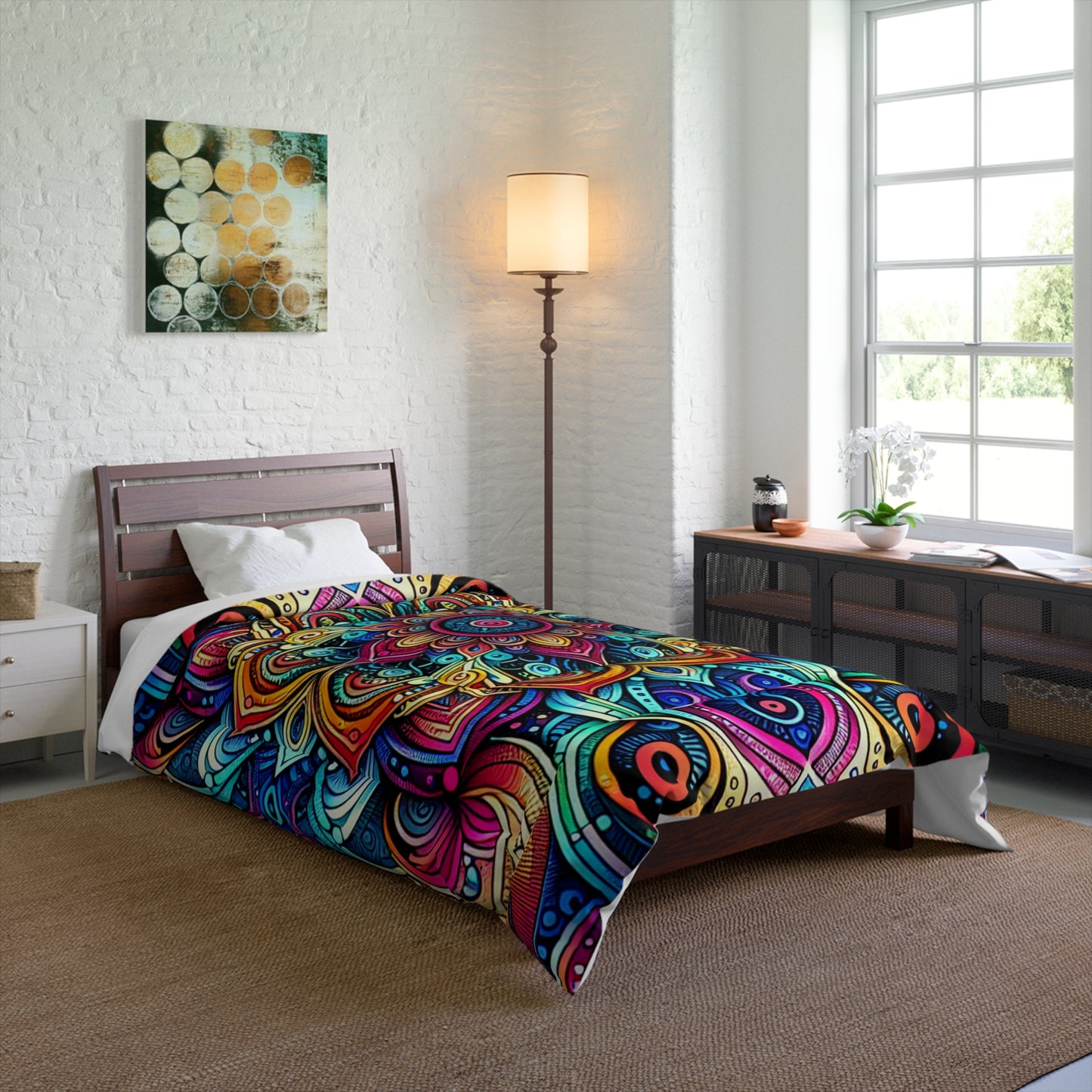 Neon Insanity Maze. Trippy Infinity Patterns Comforter Blanket