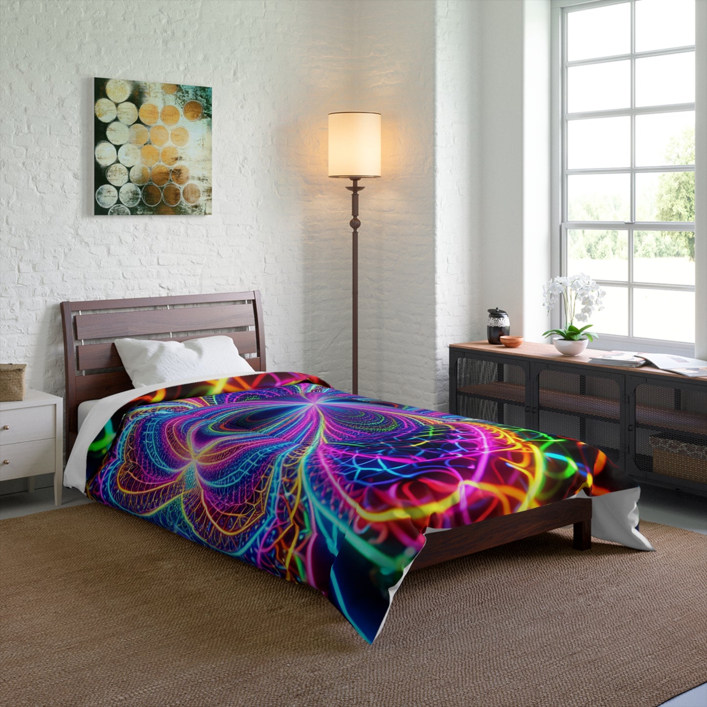 Neon Infinity Splendor. Trippy Infinity Patterns Comforter Blanket