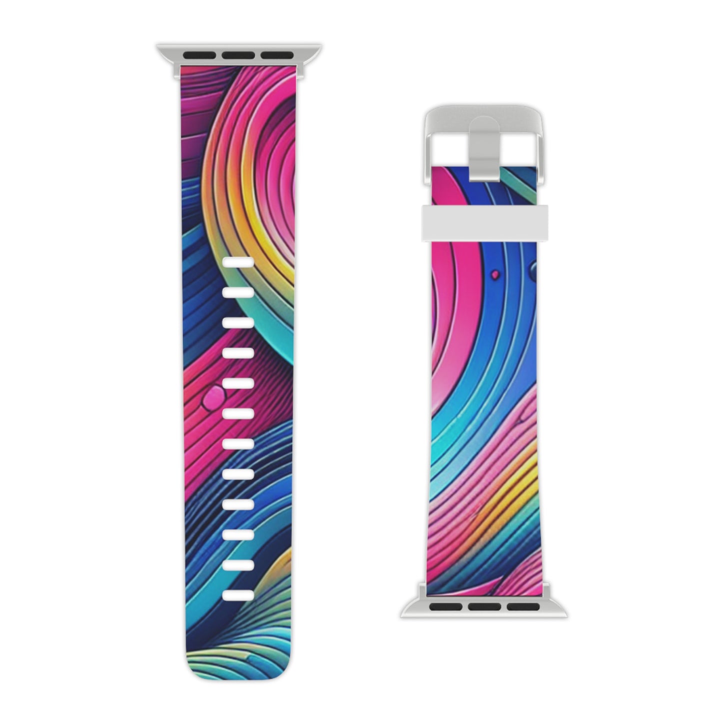, and geometric shapes
"Neon Geoscape" - Trippy Infinity Patterns Iwatch Band