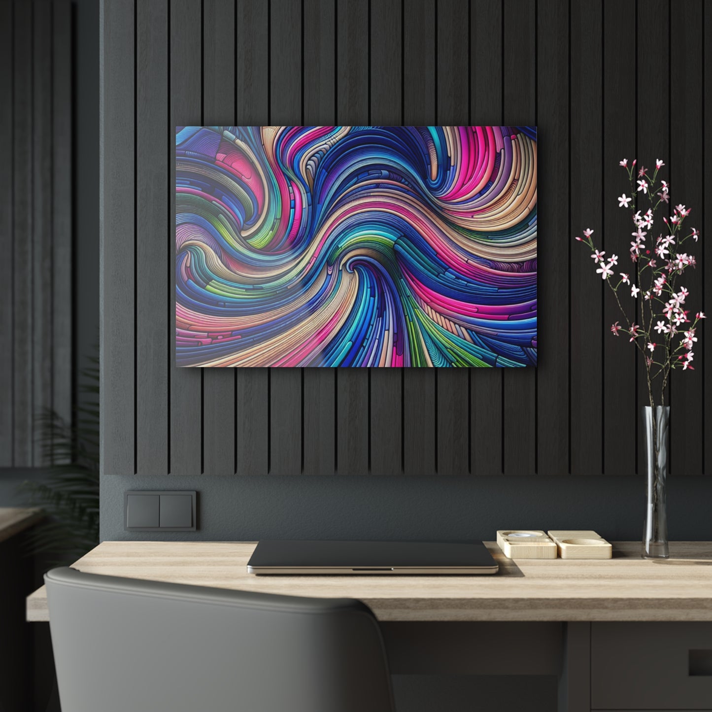 "Infinite Parallax of Neon Hues" Trippy infinity Pattern 1/4" Glossy Acrylic Art