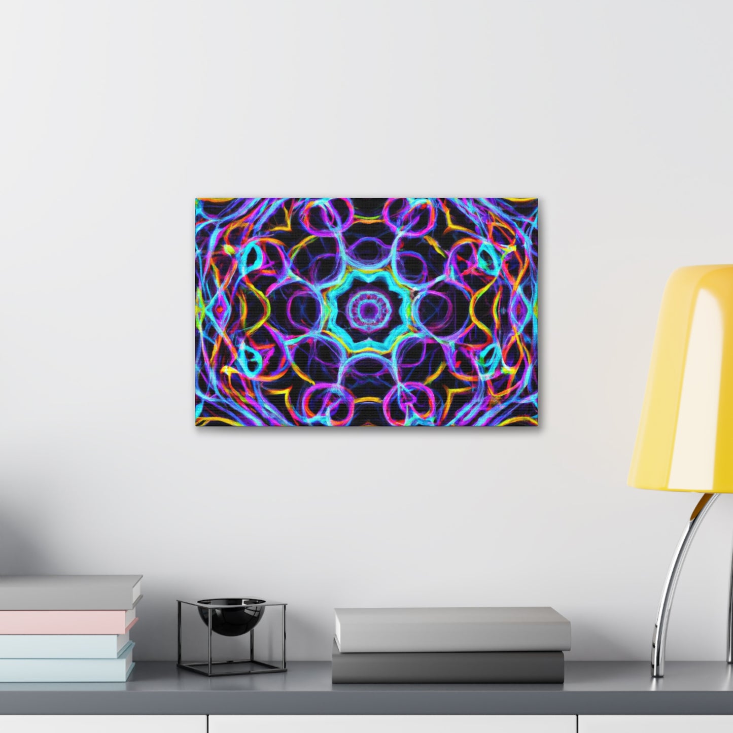 Neon Infinity Voyage. Trippy Infinity Patterns Art Canvas