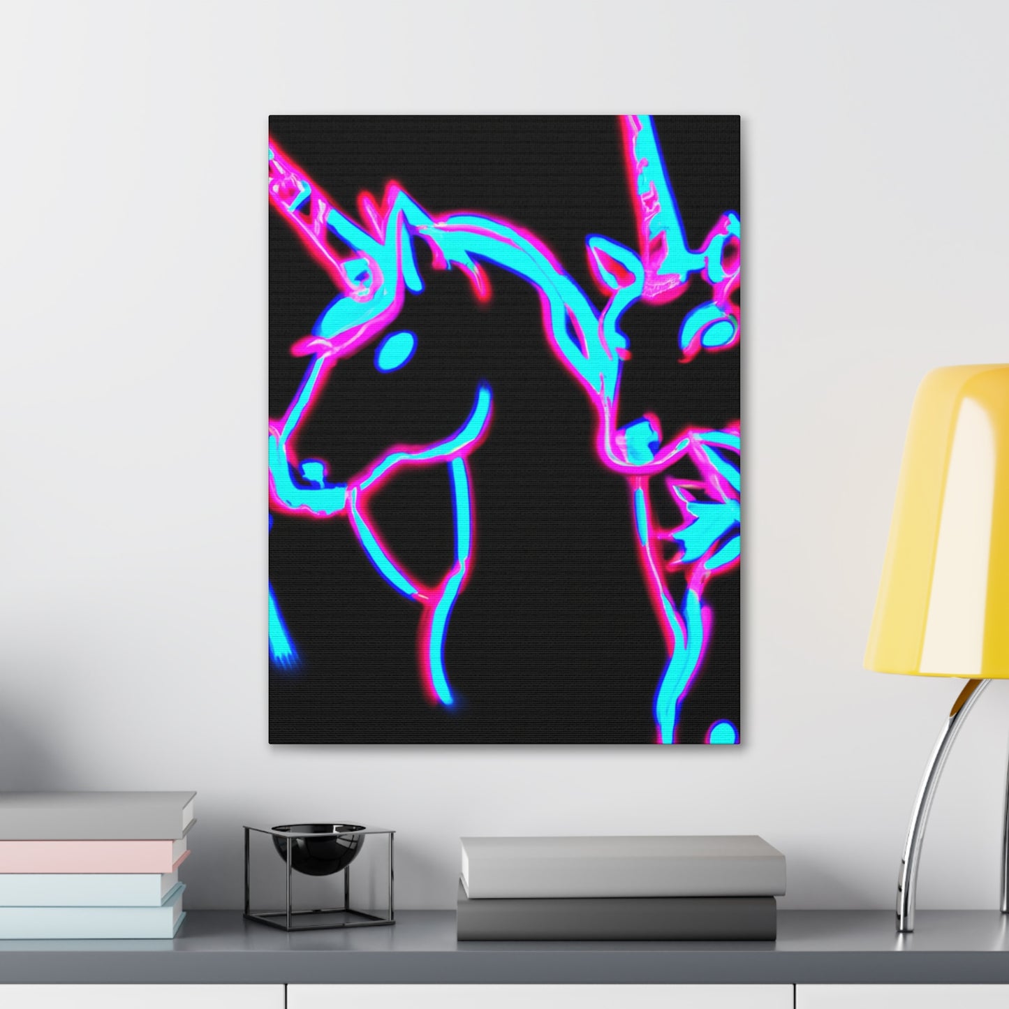 Vibrant Neon Dreamscape NEON Unicorns Art Canvas