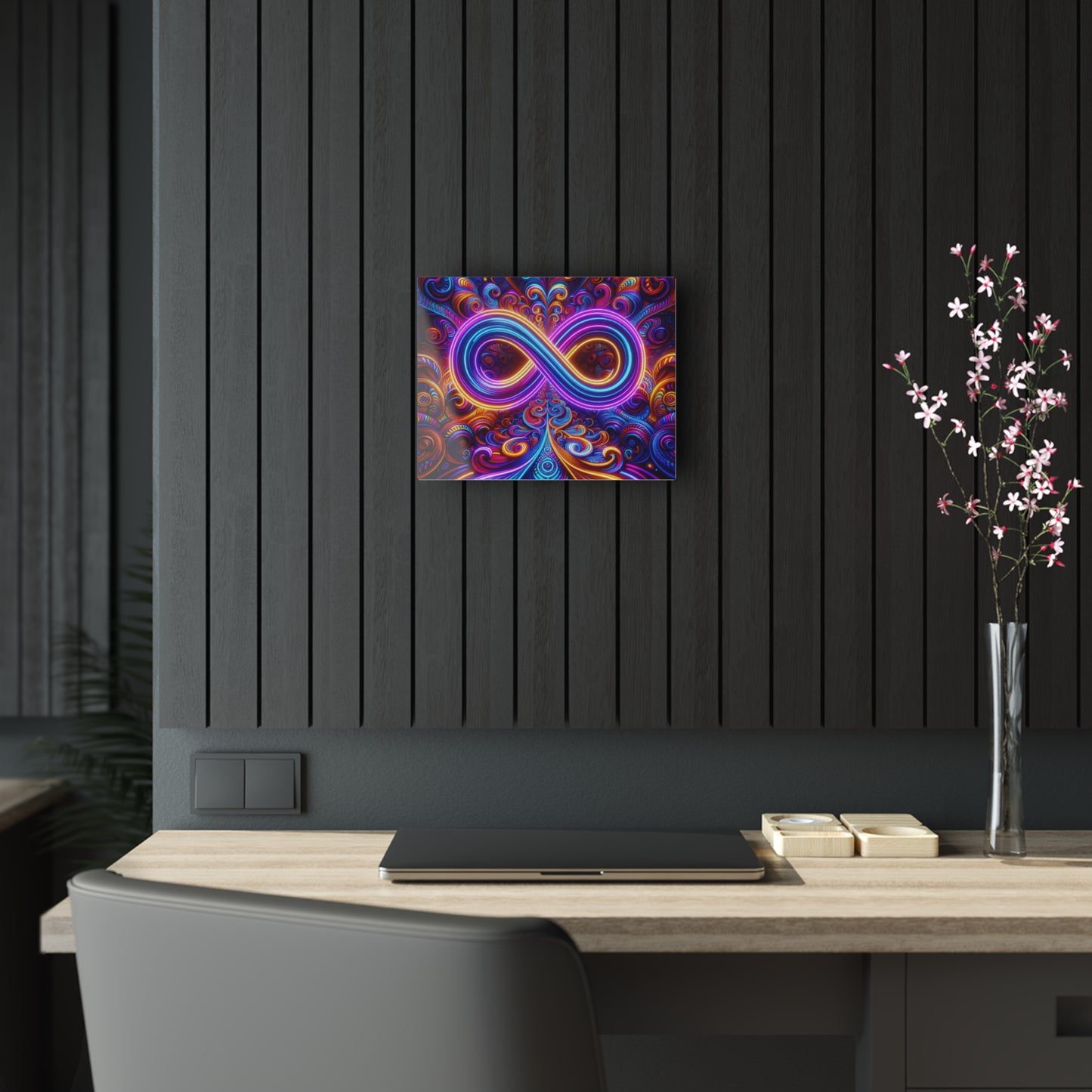 Cosmic Vibrancy. Trippy infity Pattern 1/4" Glossy Acrylic Art