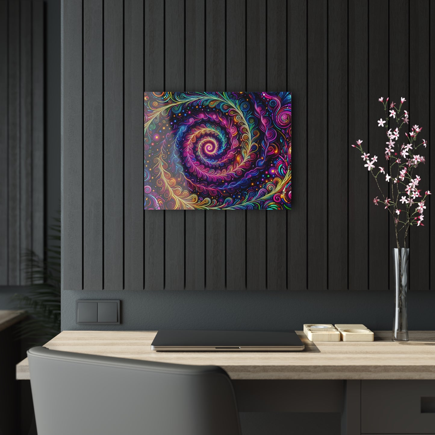 Vibrant Infinity Voyage. Trippy infity Pattern 1/4" Glossy Acrylic Art