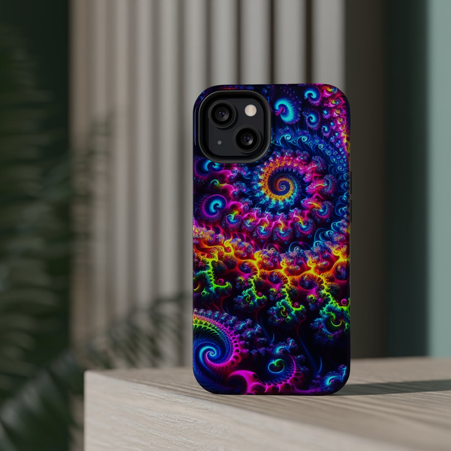 Twilight Infinyscape Neon Trippy Infinity Patterns Premium Art Magsafe Magnet Tough IPhone 13 14 15 Pro Plus Max and Mini in Matte and Glossy Phone cases