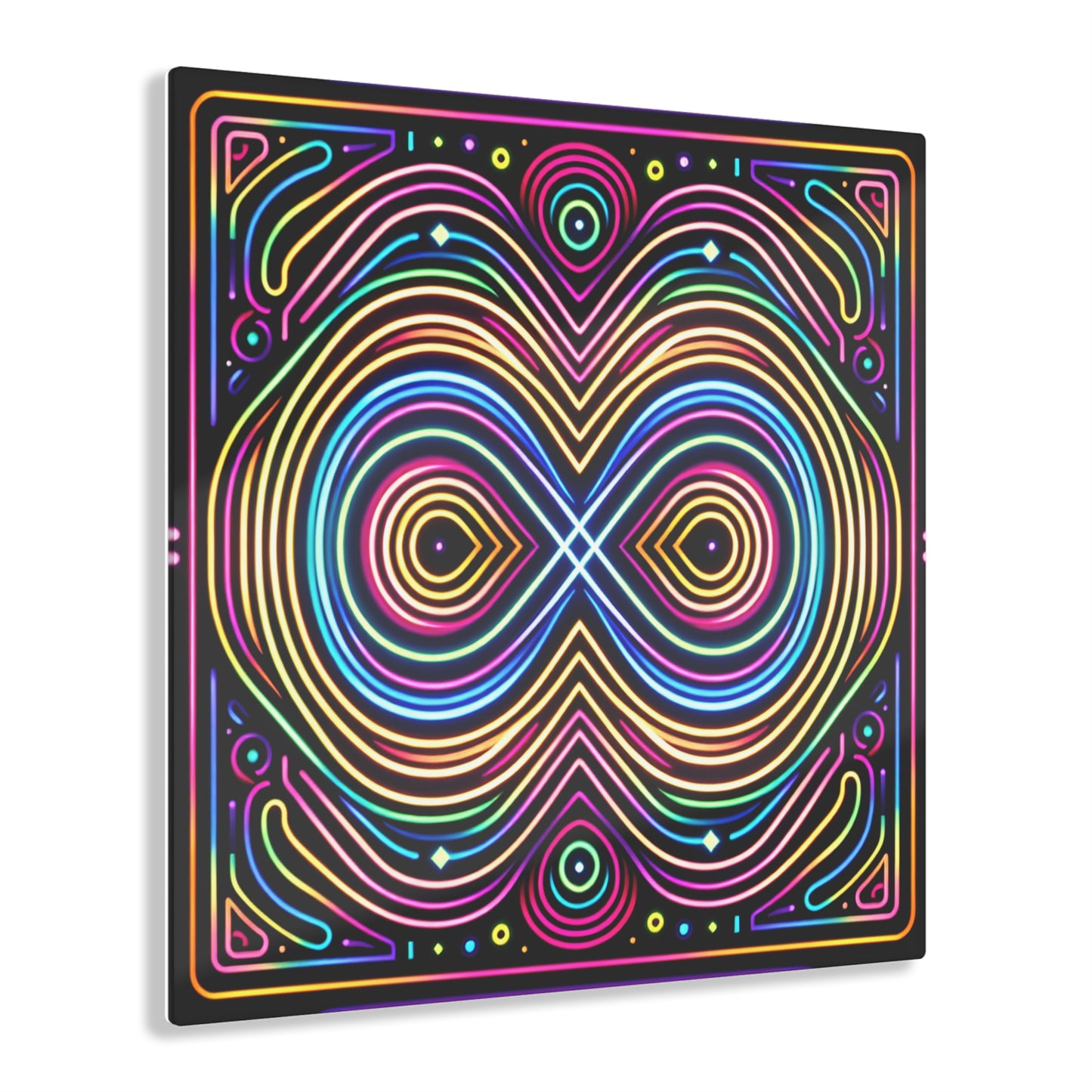 Neon Infinity Fantasia. Trippy infity Pattern 1/4" Glossy Acrylic Art