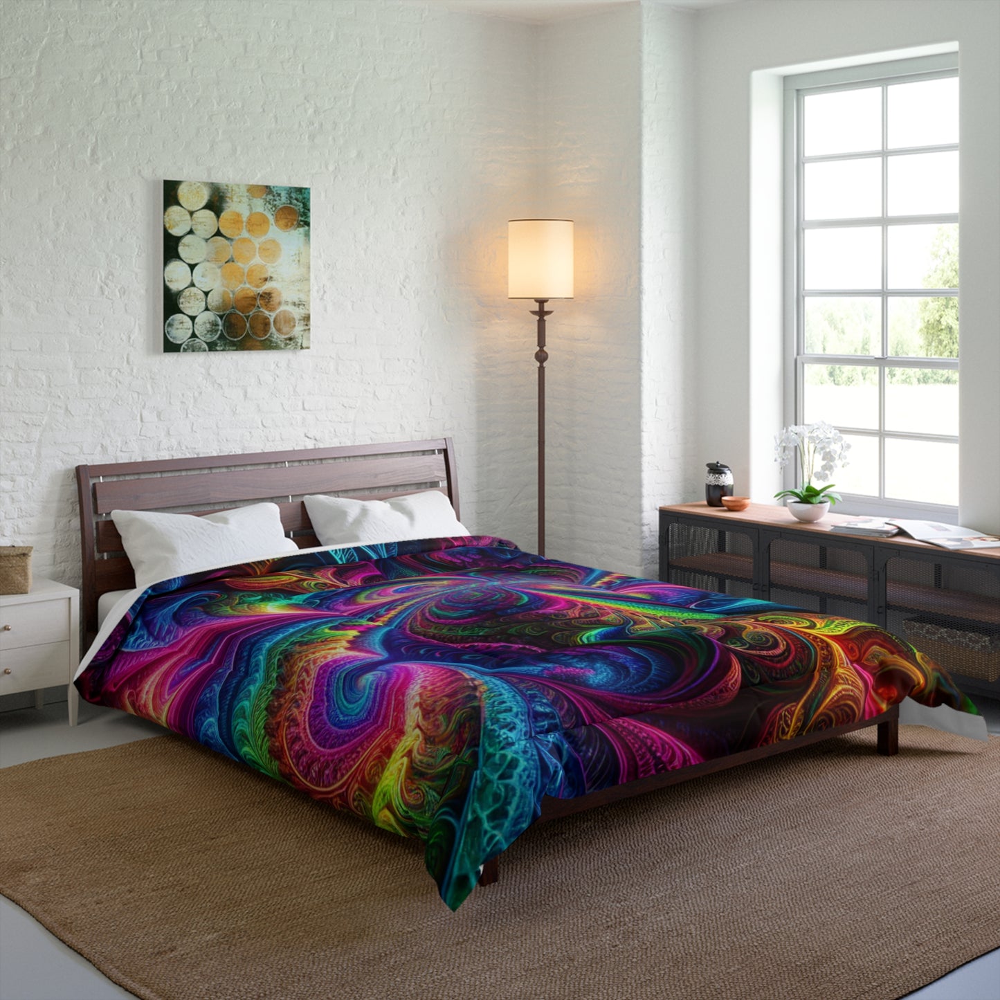 Interdimensional Teal Swirls. Trippy Infinity Patterns Comforter Blanket
