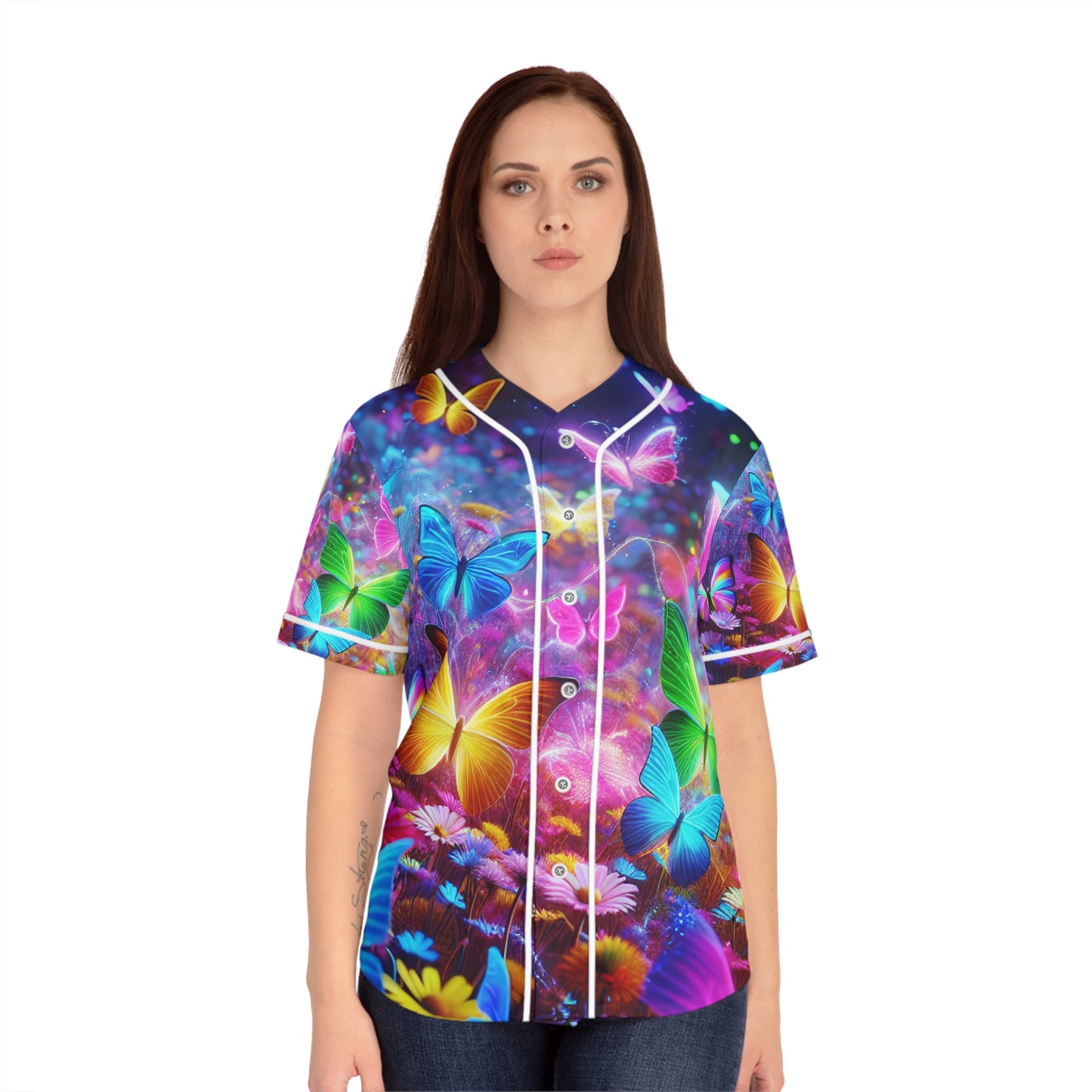 Neon Prismflutter. Neon Butterflies Womans Jersey